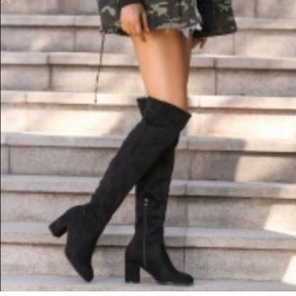 Sexy Chic Seychelles Black Microsuede OTK Boots